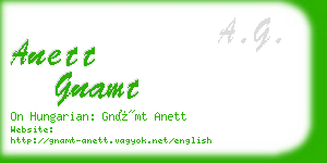 anett gnamt business card